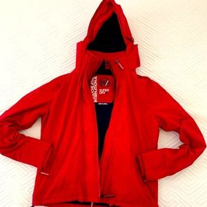 Superdry Jacket Womens Extra Large Red Windcheater Triple Zip Logo Ladies